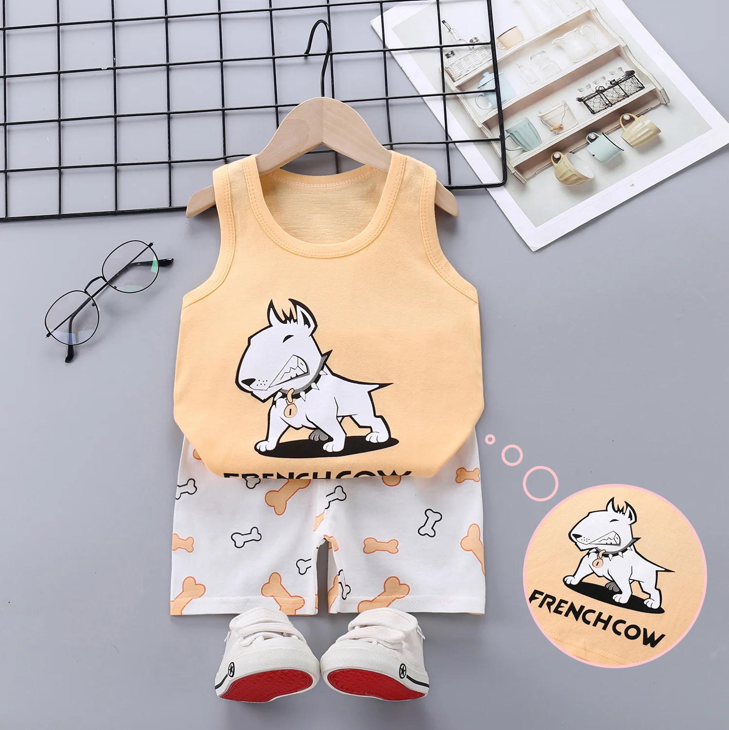 2025 New Summer Children Clothing Set Boys Girls Sleeveless Shorts Children's Suspenders Baby Vest set Kids Clothes - Image 23