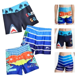 Boys Summer Swim Trunks Cute Cartoon Dinosaur Pattern Swimwear Kids Beach Shorts Quick Dry Childs Swimsuit for Vacation Boy 3-9Y