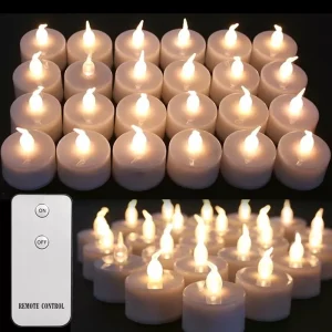 24Pcs Flickering  LED Candle Tealights No-Remote/Remote Control Candles Flameless With Battery For Wedding Home Christmas Decors
