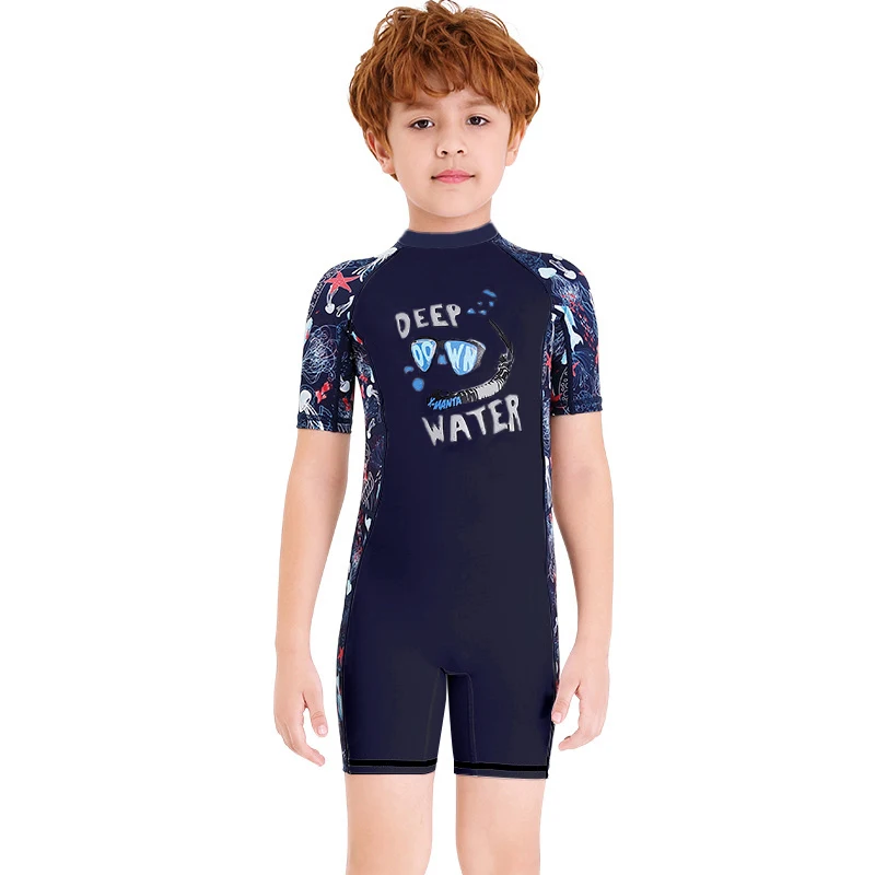 One-Piece Swim Suits Sportswear Girls Boys Summer Swimwear Children Swimsuits Kid Short Sleeve Quick Drying Sun Protection - Image 7