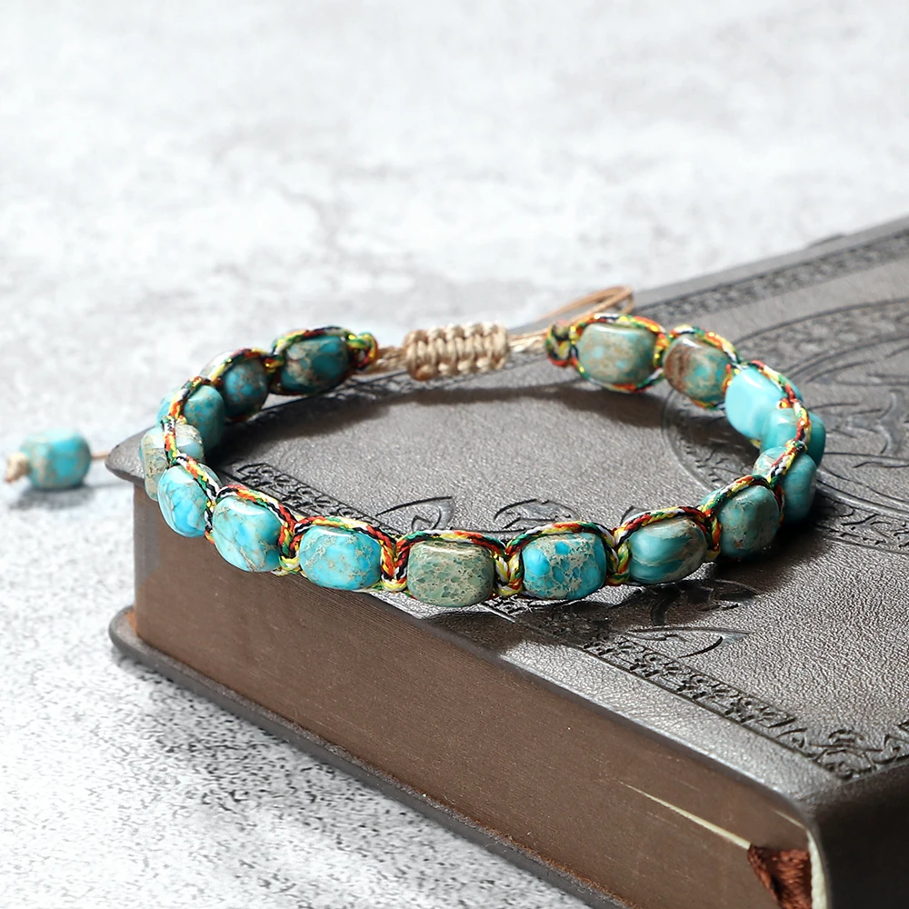 Bohemian Imperial Stone Beaded Bracelet Handmade Braided String Bangles Friendship Jewelry Gift Vintage Design Strand Bracelets - Image 3