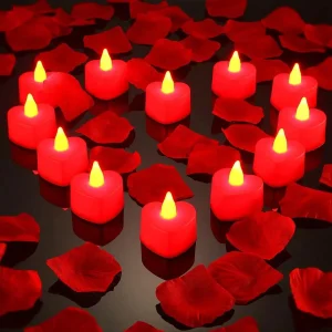 24pcs Heart Shape LED Flameless Tealight Candles Decorations  For Romantic Night Valentine's Day  Wedding Anniversary Or Table D