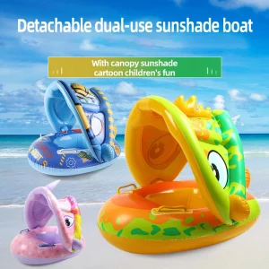 Baby Kids Swimming Float with Sun Canopy Inflatable Infant Floating Swim Rings Kids Swim Pool Accessories Circle Bathing Summer