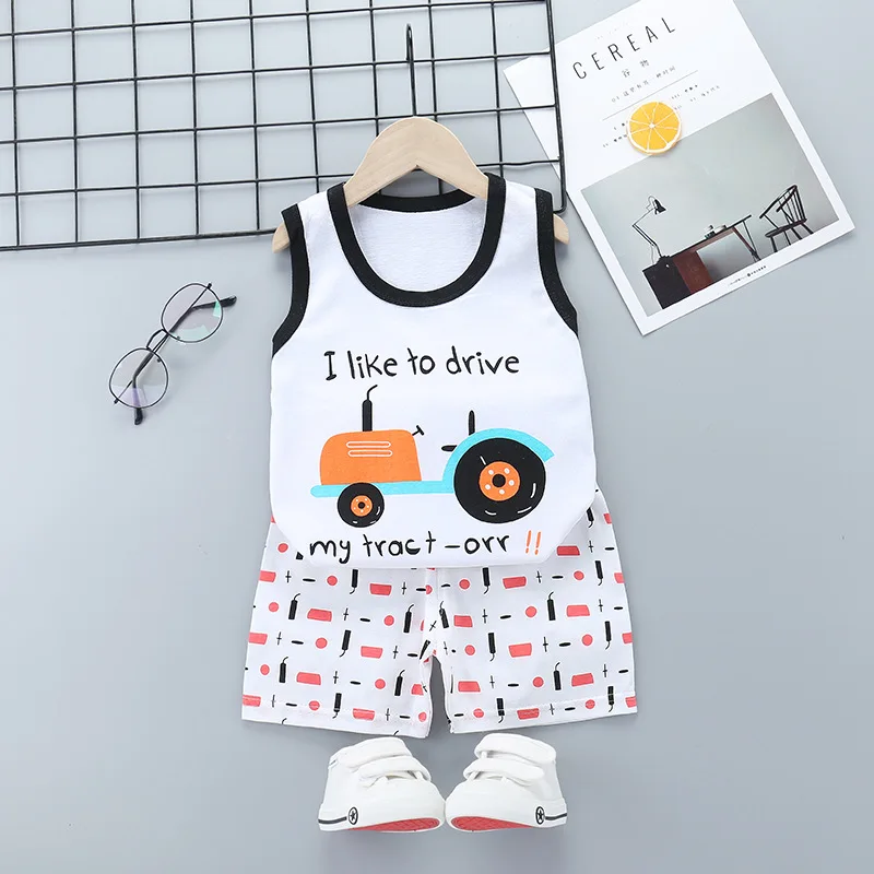 2025 New Summer Children Clothing Set Boys Girls Sleeveless Shorts Children's Suspenders Baby Vest set Kids Clothes - Image 7