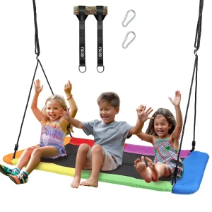 700lb Giant 60" Platform Metal Tree Swing for Kids and Adults Wear- Resistant with 2pcs Tree Hanging Straps
