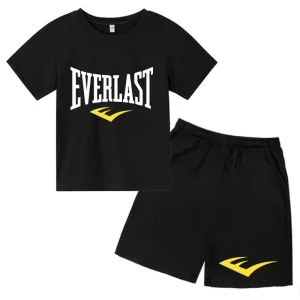 Kids Summer Leisure Simple Letter Print 2pcs O-neck Tees+Shorts Pants Sportsuits 2-13 Years Boys Girls Streetwear Children Sets