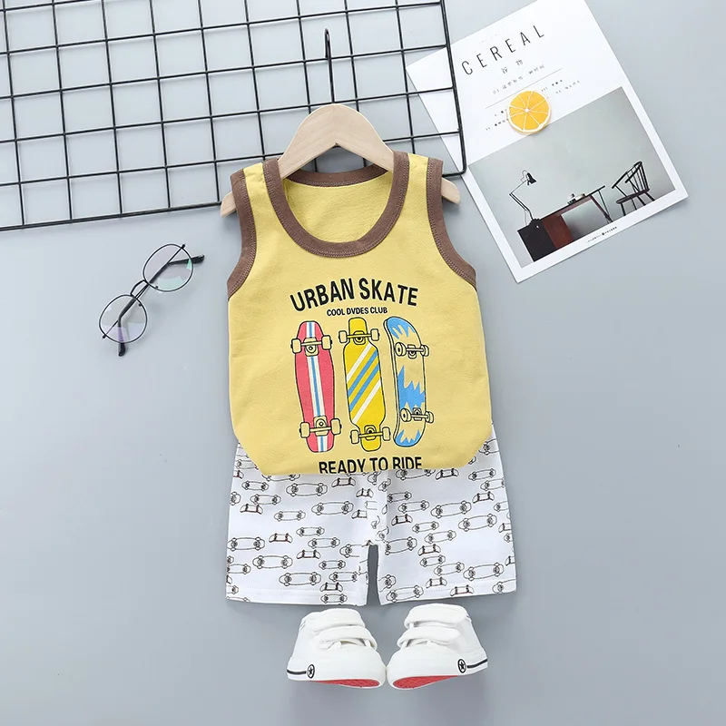 2025 New Summer Children Clothing Set Boys Girls Sleeveless Shorts Children's Suspenders Baby Vest set Kids Clothes - Image 16
