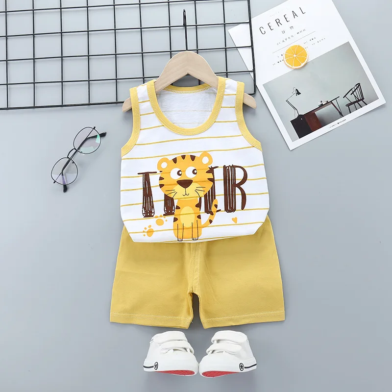 2025 New Summer Children Clothing Set Boys Girls Sleeveless Shorts Children's Suspenders Baby Vest set Kids Clothes - Image 13