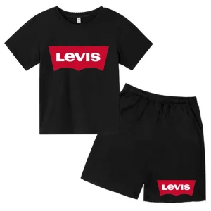 Summer T-shirt Kids Set 4-13 Years Boys Girls Casual Short Sleeve Crew Neck T-shirt + Shorts Flower Letter Mixed Print Clothing