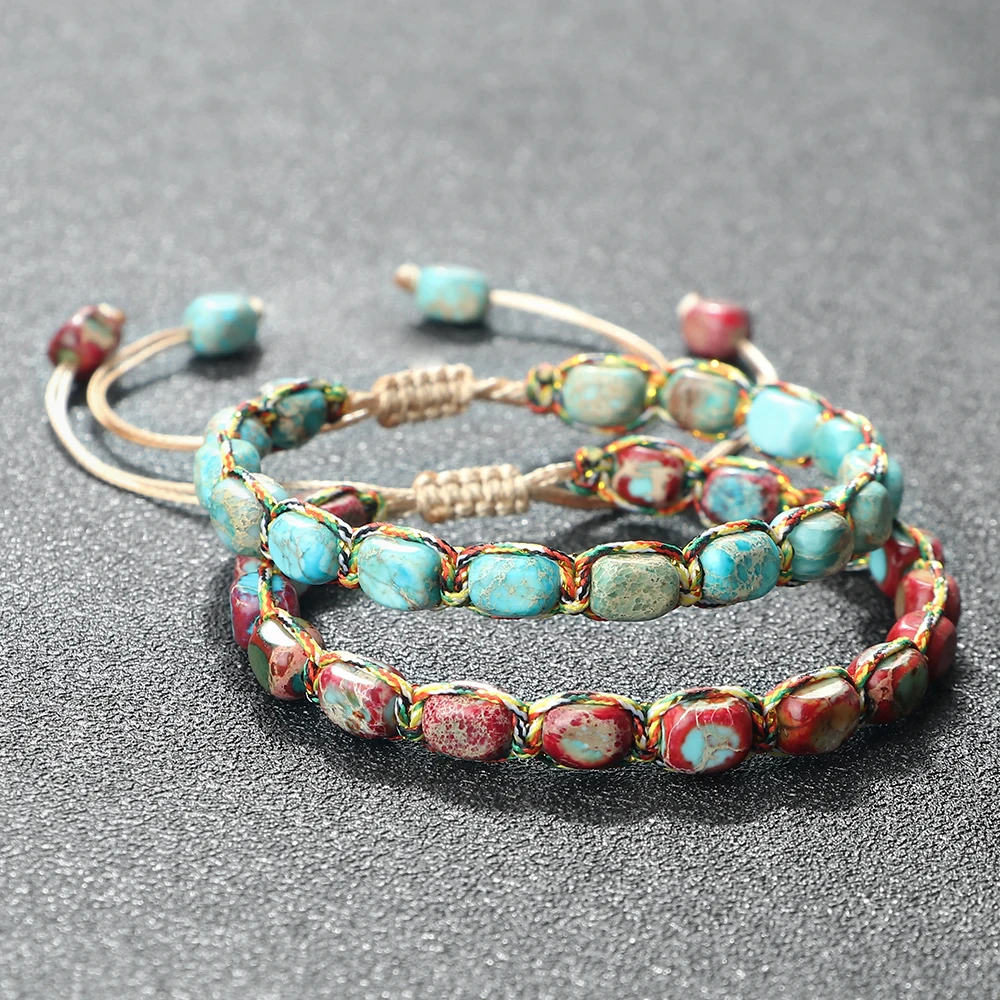 Bohemian Imperial Stone Beaded Bracelet Handmade Braided String Bangles Friendship Jewelry Gift Vintage Design Strand Bracelets - Image 6