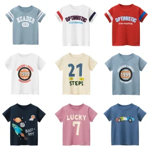 2025 New 2-8 Years Summer Children Boys T-shirts Cartoon Printed Letter Baby Boy Short Sleeve Tops Kids T Shirts Toddler Clothes