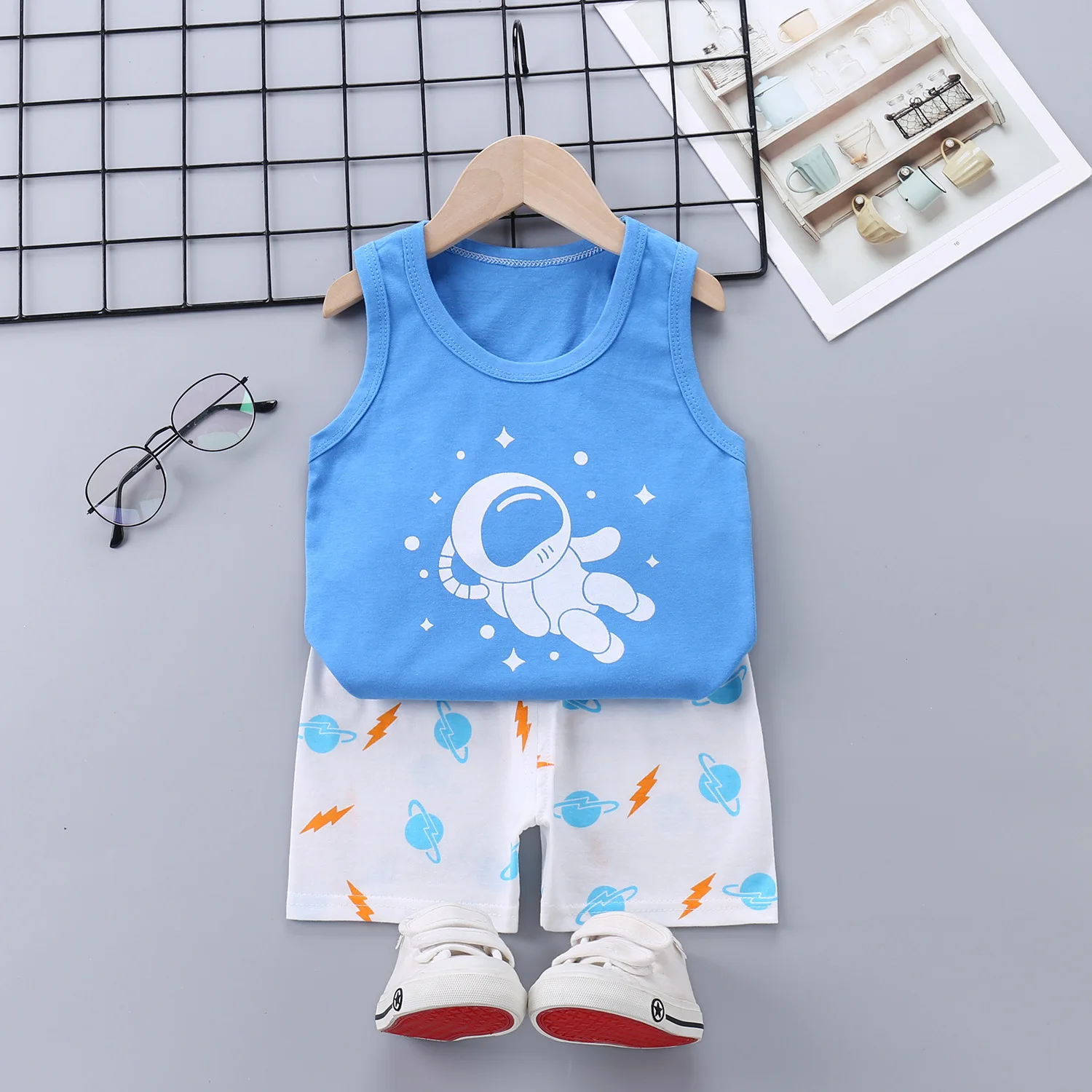 2025 New Summer Children Clothing Set Boys Girls Sleeveless Shorts Children's Suspenders Baby Vest set Kids Clothes - Image 18