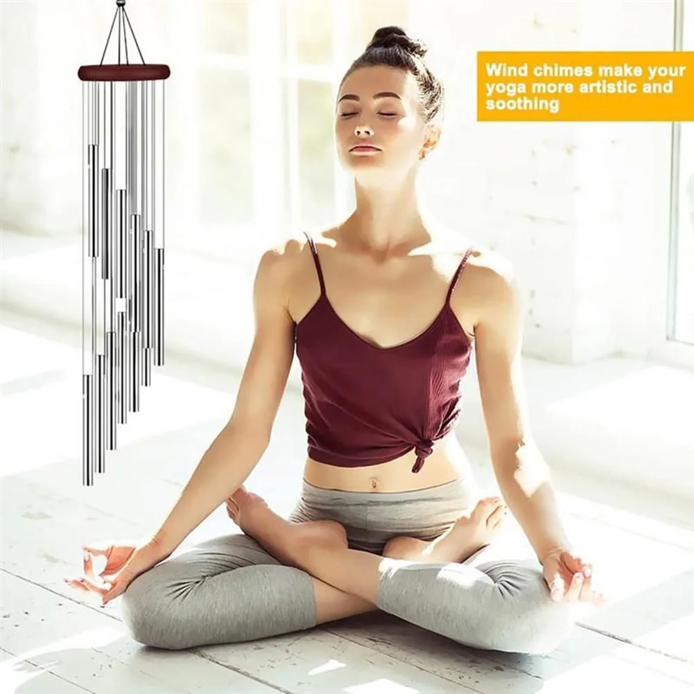 1PC Wind Chimes 12 Tubes Aluminum Metal Pipe Bells Musical Gold/silver Ornaments For Household Garden School DIY Decoraction - Image 3