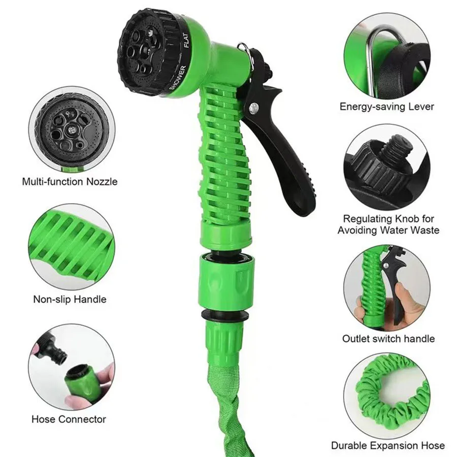 25FT-200FT Expandable Magic Hose Lightweight Design Durable Materials 7 Water Spraying Functions Gun Home Garden Watering Tools - Image 4