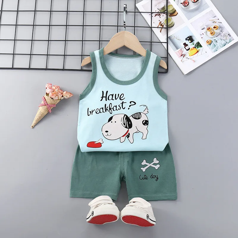 2025 New Summer Children Clothing Set Boys Girls Sleeveless Shorts Children's Suspenders Baby Vest set Kids Clothes - Image 22