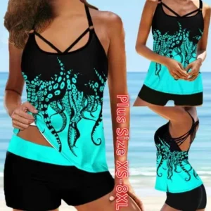 New Large Size 7XL 8XL Tankini Swimsuits Women Plus Size Swimwear Two Pieces Set Large Bikini Swimdress Bathing Suit Beach Wear
