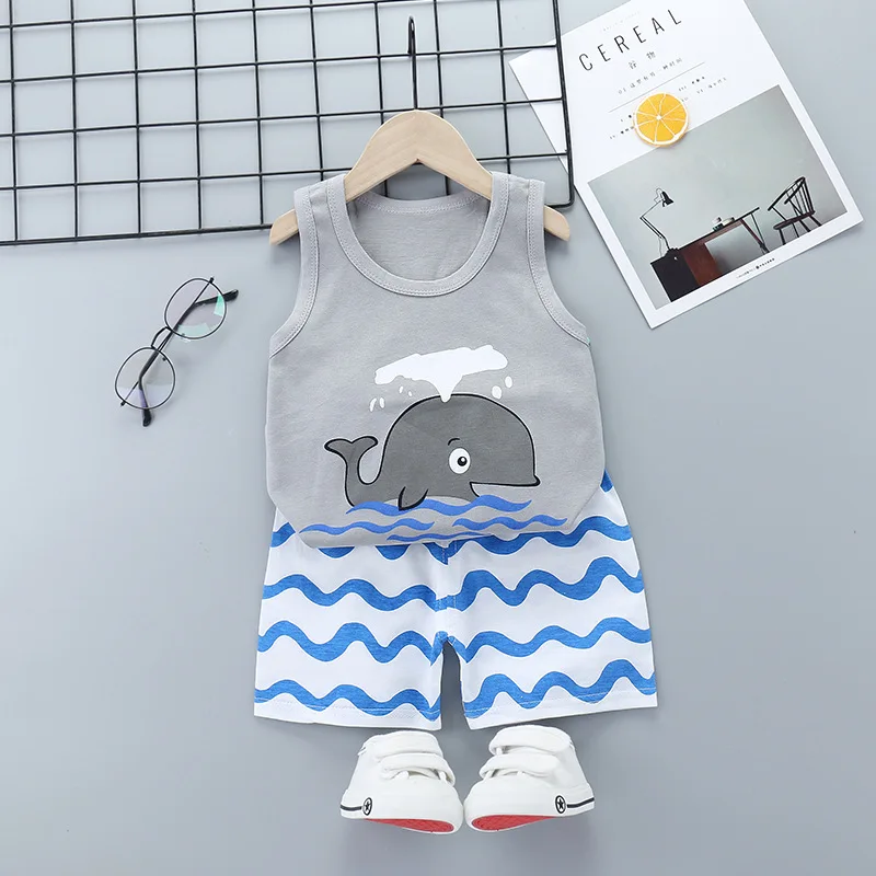 2025 New Summer Children Clothing Set Boys Girls Sleeveless Shorts Children's Suspenders Baby Vest set Kids Clothes - Image 11
