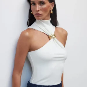 Mozision Turtleneck Basic Knit Tank Tops Women Vest Pullovers Metal Ring Camisole Sleeveless Skinny Knitted Tops Y2K Cropped Top