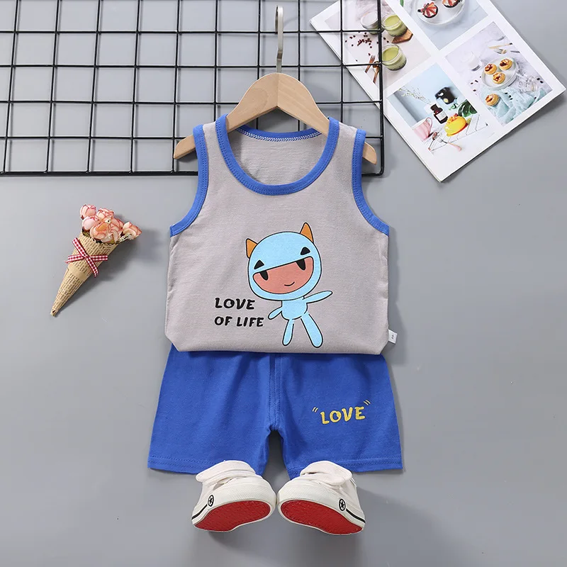 2025 New Summer Children Clothing Set Boys Girls Sleeveless Shorts Children's Suspenders Baby Vest set Kids Clothes - Image 5