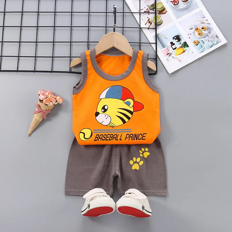 2025 New Summer Children Clothing Set Boys Girls Sleeveless Shorts Children's Suspenders Baby Vest set Kids Clothes - Image 10