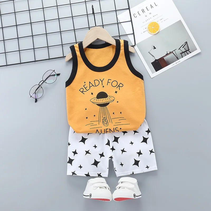 2025 New Summer Children Clothing Set Boys Girls Sleeveless Shorts Children's Suspenders Baby Vest set Kids Clothes - Image 15
