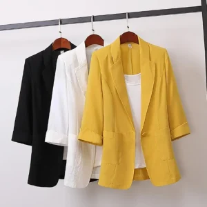 Hot Sale Women Cotton Linen Long Large Size Suit Jacket Loose Casual Fashion Suit Women Jacket veste femme куртка женская