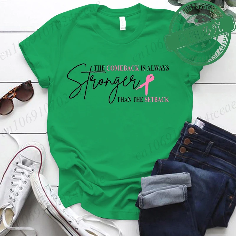 Pink Breast Cancer Shirt Women, The Comeback Is Always Stronger Than The Setback, Pink Ribbon, Breast Cancer Survivor T-Shirts - Image 14