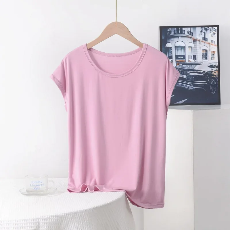 Plus size Summer women's Tshirt O-Neck Modal Loose T-shirt Solid color Simple Tee Tops XL to 8XL Bottoming Tshirts all match - Image 12