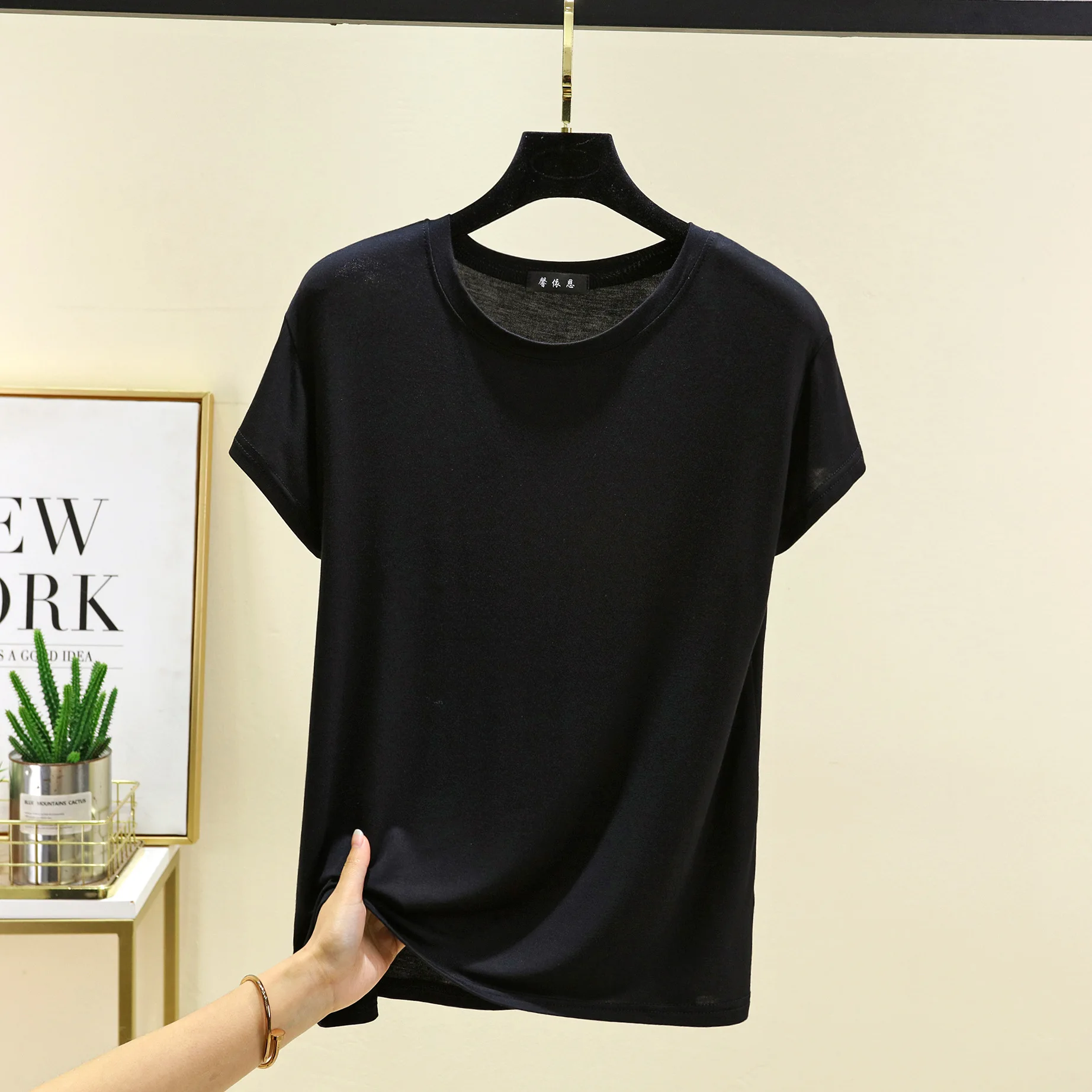 Plus size L to 6XL Modal O-Neck Tshirt Short Sleeves Solid color Slim Fit T-shirts summer women's tee tops all match - Image 8