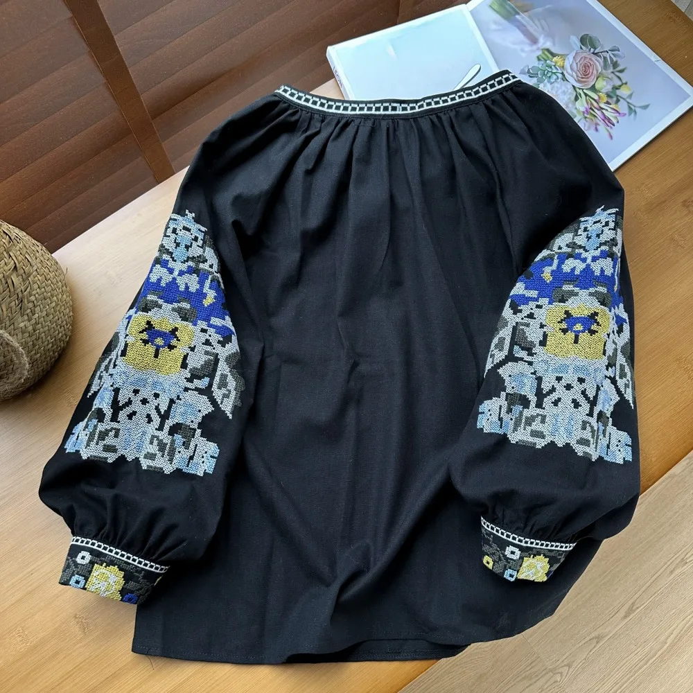 Neploe Fresh O Neck Lantern Sleeve Pullover Panelled Mujer Sweet Lace Up All-match Embroidery Shirt New Heavy Tassels Blouses - Image 6