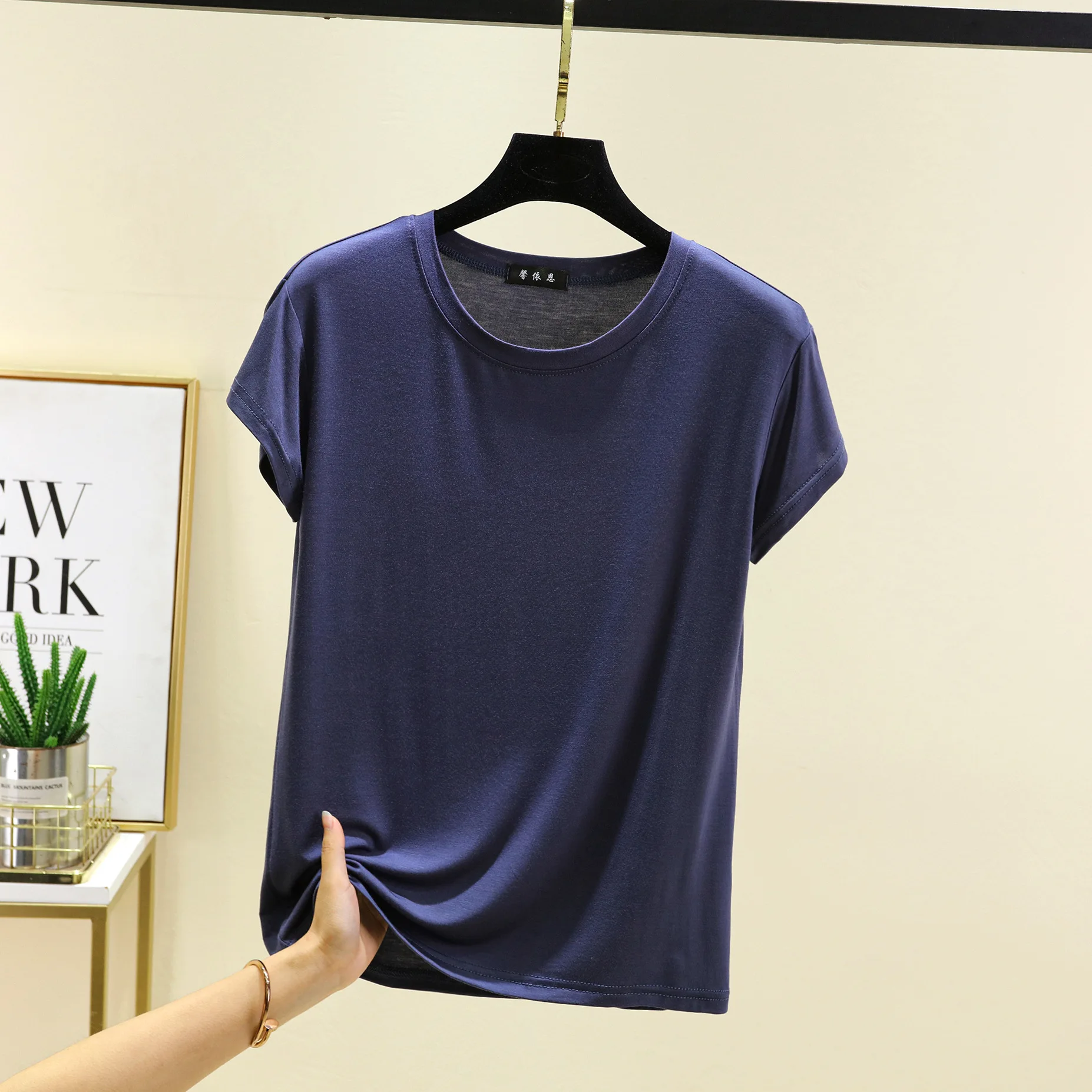 Plus size L to 6XL Modal O-Neck Tshirt Short Sleeves Solid color Slim Fit T-shirts summer women's tee tops all match - Image 16