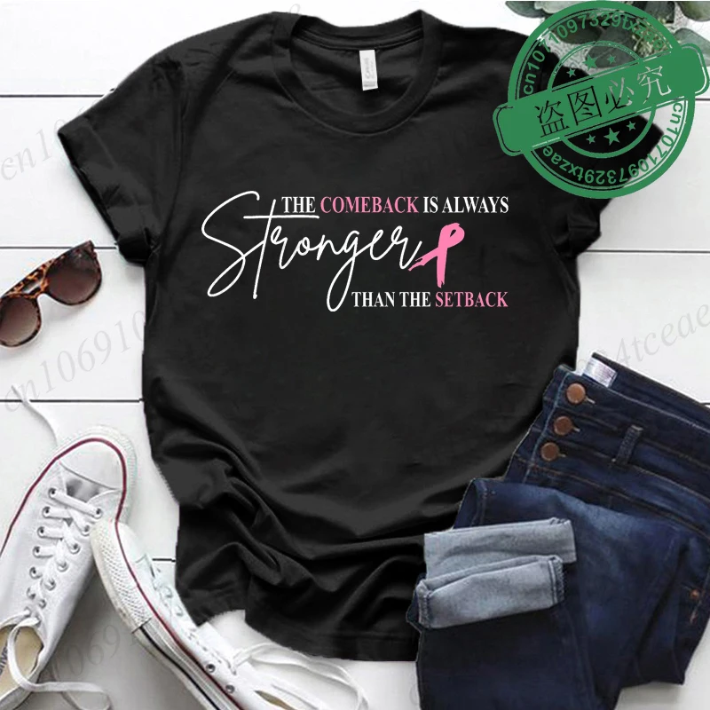 Pink Breast Cancer Shirt Women, The Comeback Is Always Stronger Than The Setback, Pink Ribbon, Breast Cancer Survivor T-Shirts - Image 10