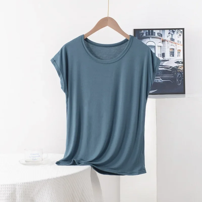 Plus size Summer women's Tshirt O-Neck Modal Loose T-shirt Solid color Simple Tee Tops XL to 8XL Bottoming Tshirts all match - Image 14