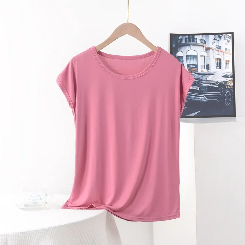 Plus size Summer women's Tshirt O-Neck Modal Loose T-shirt Solid color Simple Tee Tops XL to 8XL Bottoming Tshirts all match - Image 7