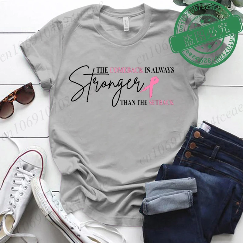 Pink Breast Cancer Shirt Women, The Comeback Is Always Stronger Than The Setback, Pink Ribbon, Breast Cancer Survivor T-Shirts - Image 8