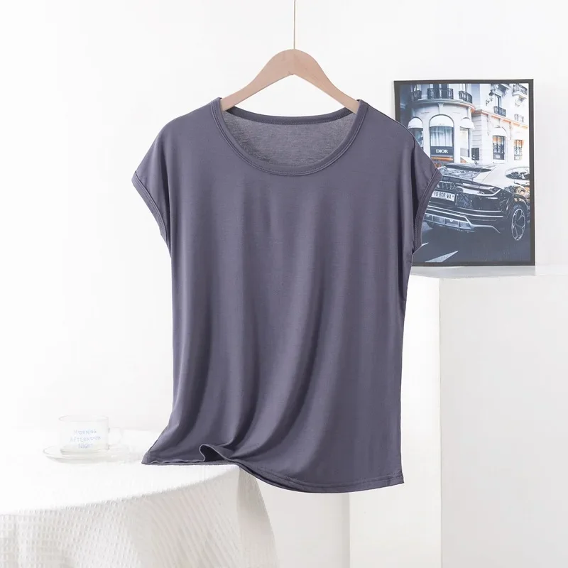 Plus size Summer women's Tshirt O-Neck Modal Loose T-shirt Solid color Simple Tee Tops XL to 8XL Bottoming Tshirts all match - Image 3