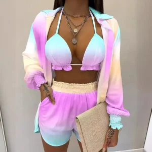 Boho Women's Three-piece Set Summer New Women's Clothing Sexy Three-Piece Suit Beach Fashion Shorts Suit Casual Comfortable