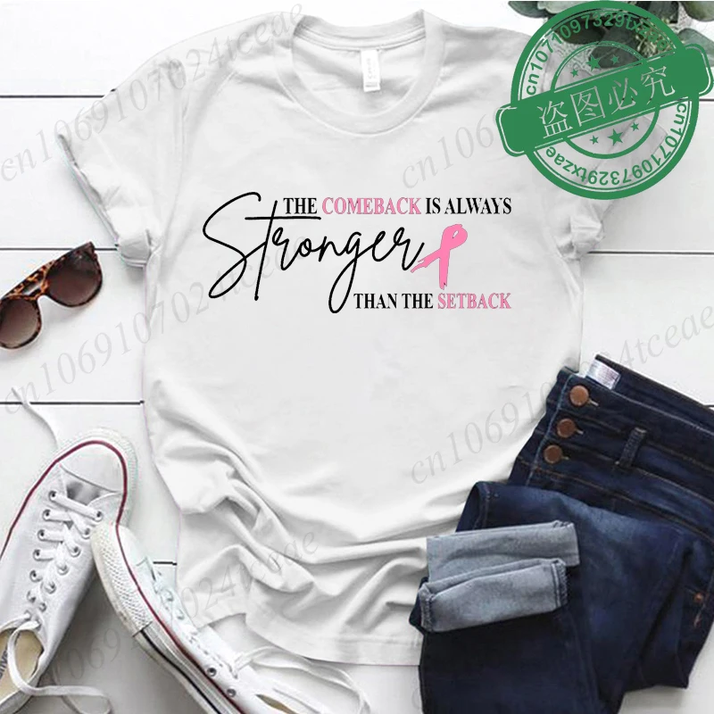 Pink Breast Cancer Shirt Women, The Comeback Is Always Stronger Than The Setback, Pink Ribbon, Breast Cancer Survivor T-Shirts - Image 12