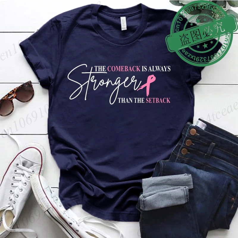 Pink Breast Cancer Shirt Women, The Comeback Is Always Stronger Than The Setback, Pink Ribbon, Breast Cancer Survivor T-Shirts - Image 11