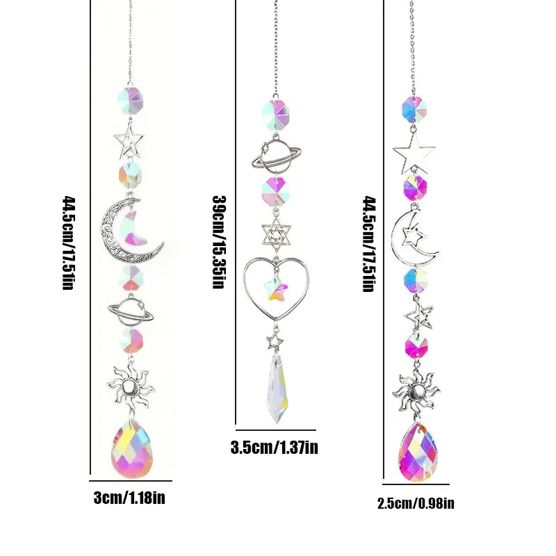 1 Pc Galaxy Star Moon Crystal Wind Chime Pendant for Home Decor Outdoor Garden Suncatcher Holiday Party Supplies - Image 4