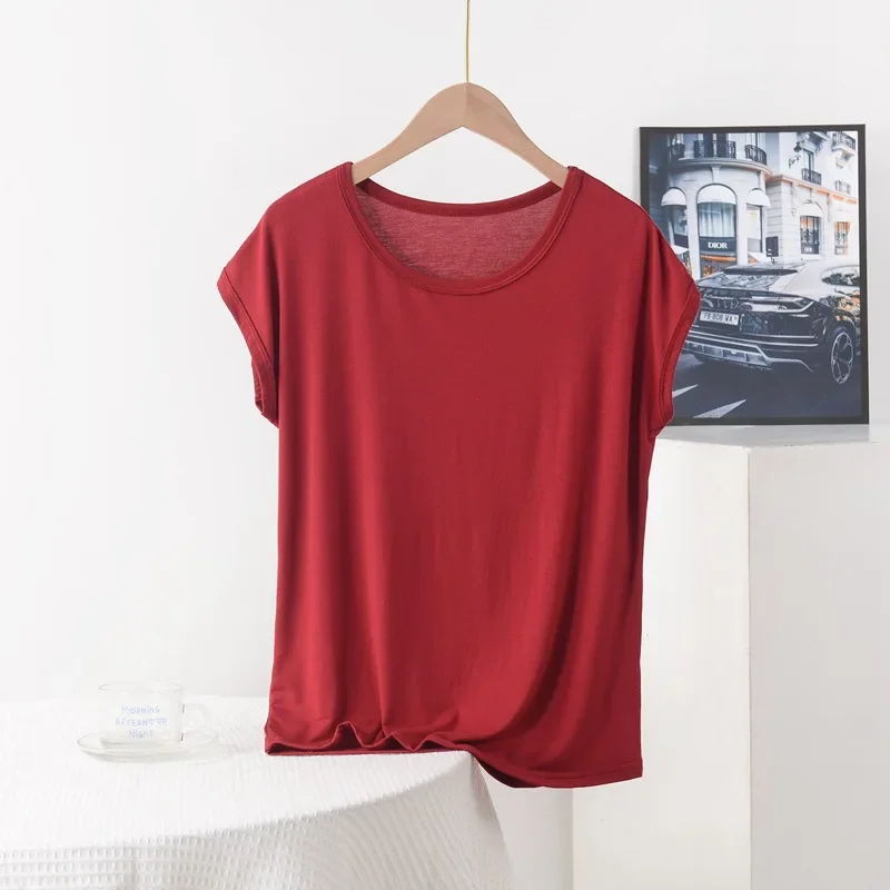 Plus size Summer women's Tshirt O-Neck Modal Loose T-shirt Solid color Simple Tee Tops XL to 8XL Bottoming Tshirts all match - Image 5