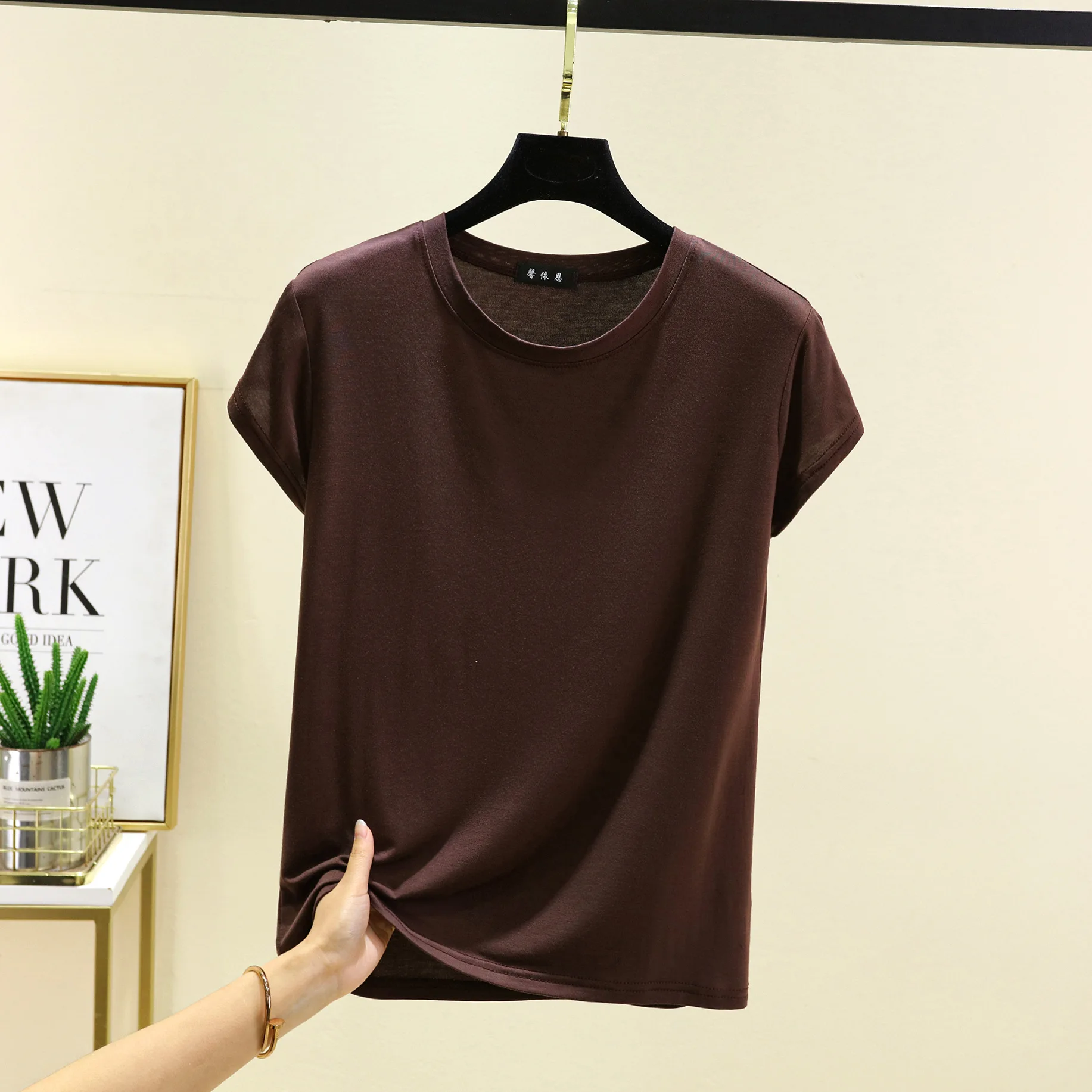 Plus size L to 6XL Modal O-Neck Tshirt Short Sleeves Solid color Slim Fit T-shirts summer women's tee tops all match - Image 7